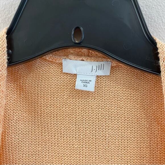 J. Jill Linen Blend Cardigan Size XS Soft Orange Open Front Lightweight Knit - Picture 4 of 5